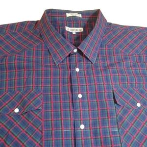 Vtg Foxfire Pearl Snap Shirt Brush Popper Western Rodeo Rockabilly Plaid Men 4XB